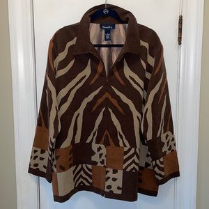 Denim& Co Fall Animal Print Jacket 1X